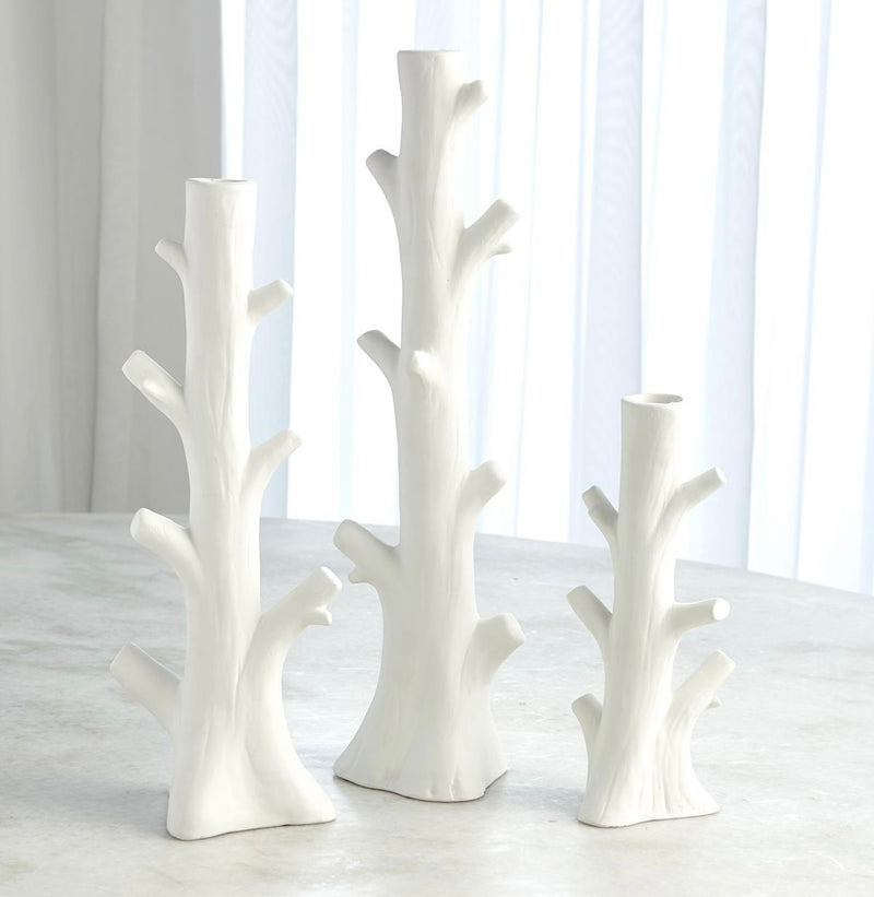 Bois Candleholder in Matte White (small)