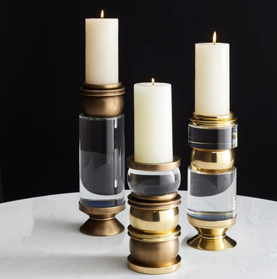 Stack Em Up Candleholders in Shiny Brass