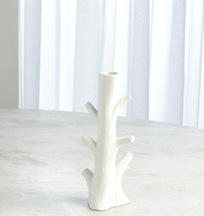 Bois Candleholder in Matte White (small)