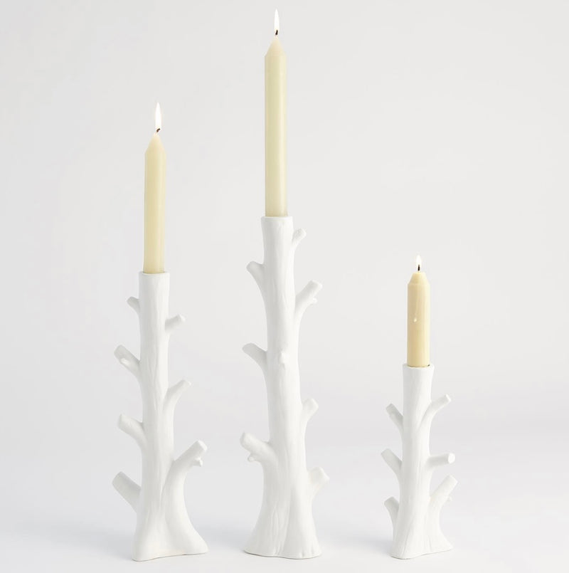 Bois Candleholder in Matte White (small)