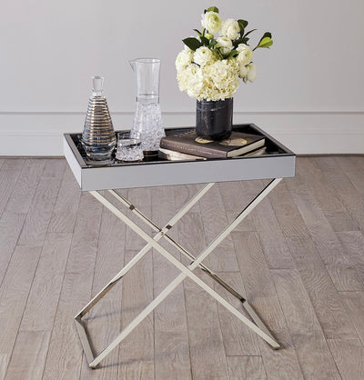 Graphite Mirror in Nickel Folding Table Tray