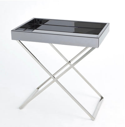 Graphite Mirror in Nickel Folding Table Tray