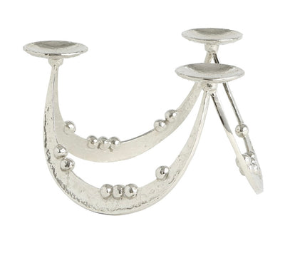 Beaded Curve Triple Candleholder in Nickel (large)