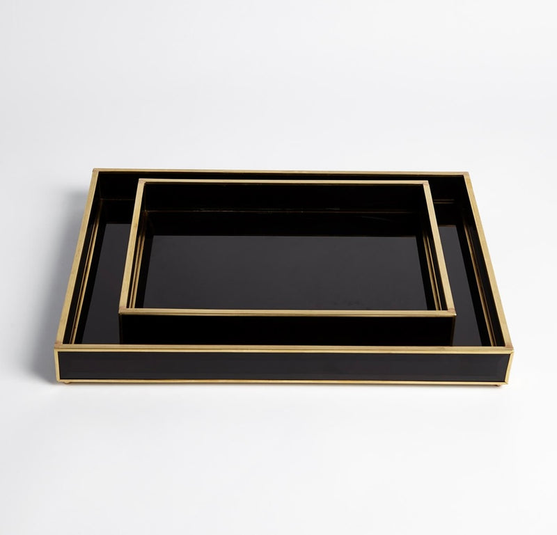 Beveled Black Glass Tray (large)