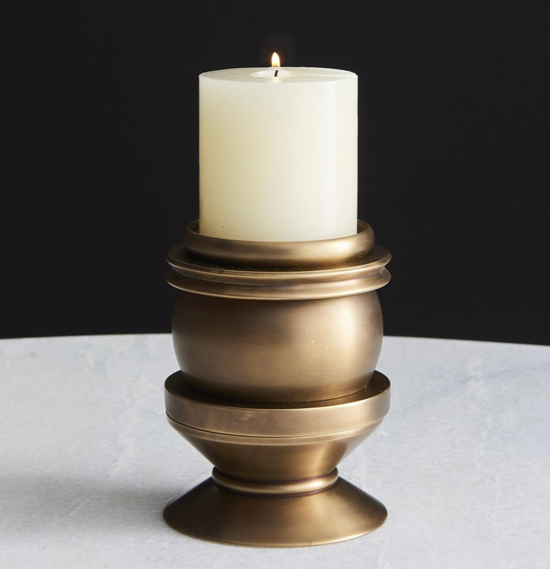 Stack Em Up Candleholder in Antique Brass