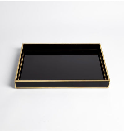 Beveled Black Glass Tray (large)