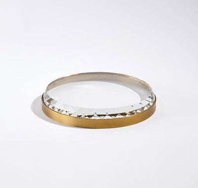 Banded Crystal Tray-Brass