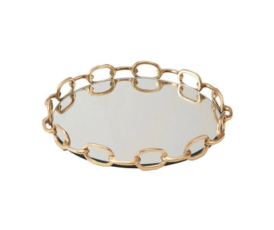 Linked Mirror Tray in Brass (small)