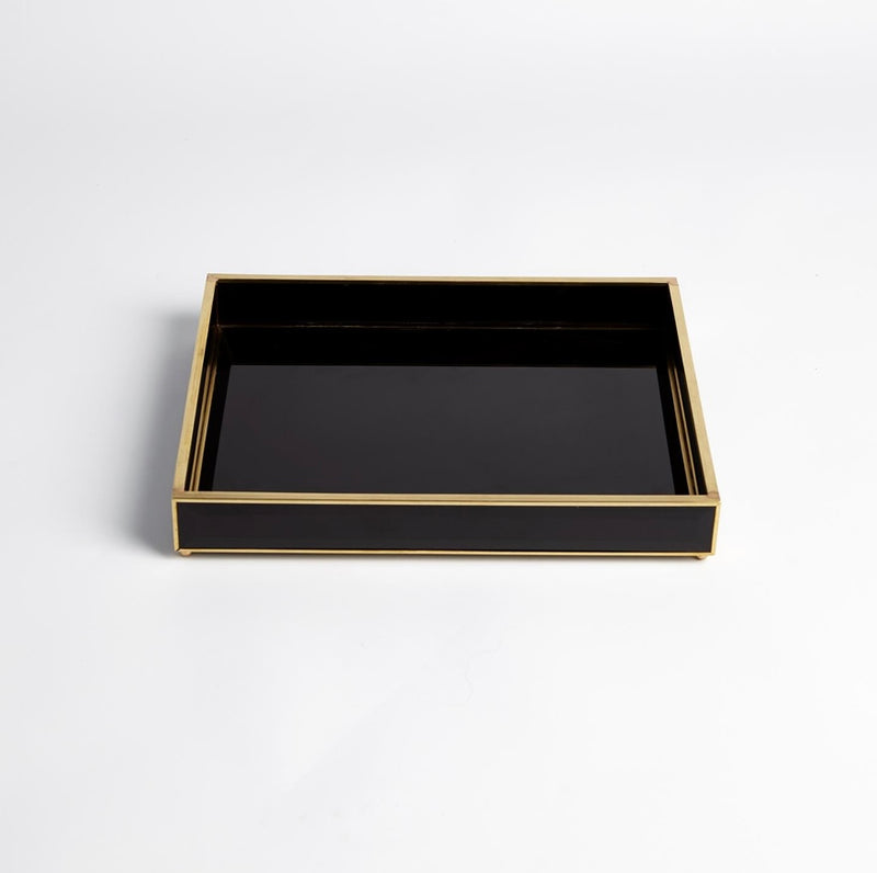 Beveled Black Glass Tray (small)