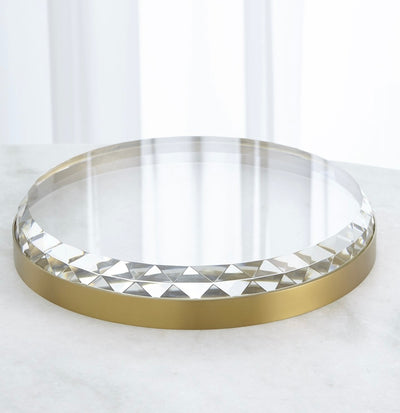 Banded Crystal Tray-Brass