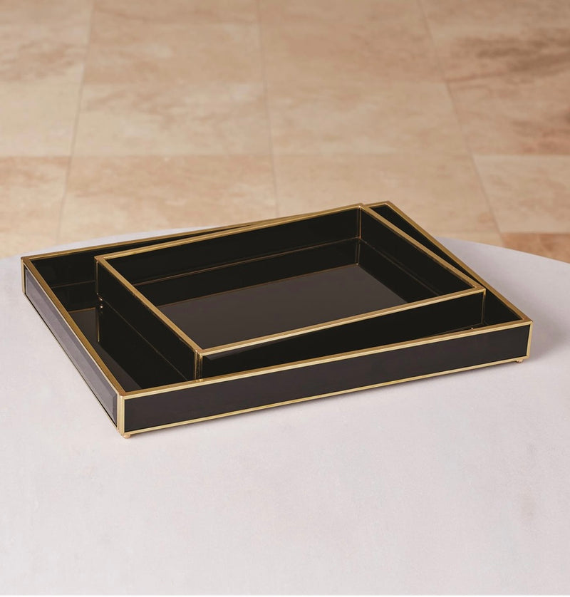 Beveled Black Glass Tray (large)