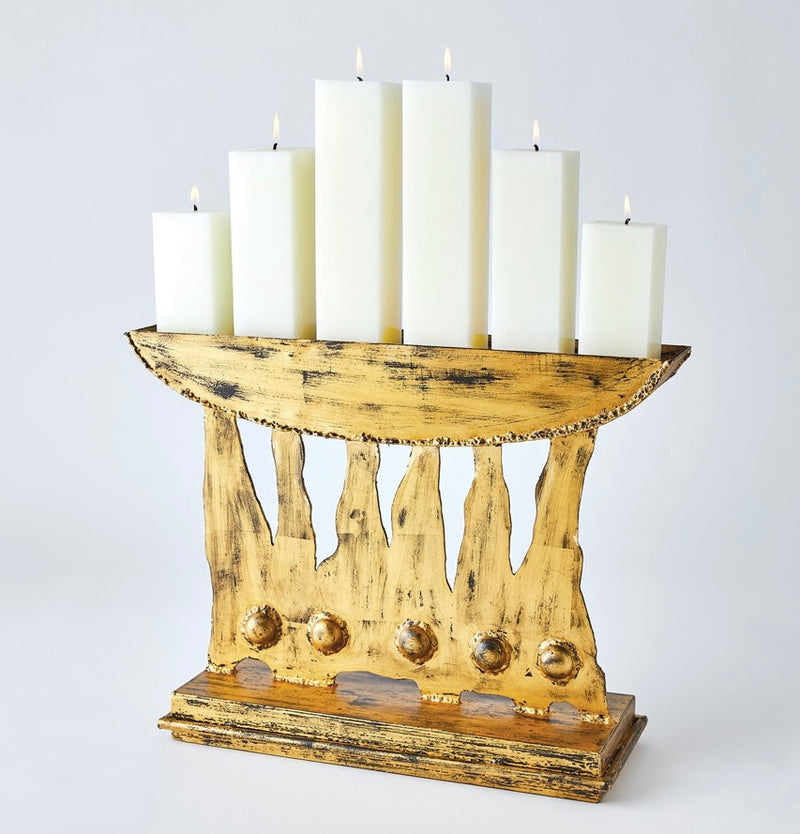 Brutalist Candelabra in Gold Leaf