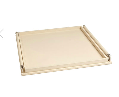 Wrapped Handle Tray-Ivory Leather (small)