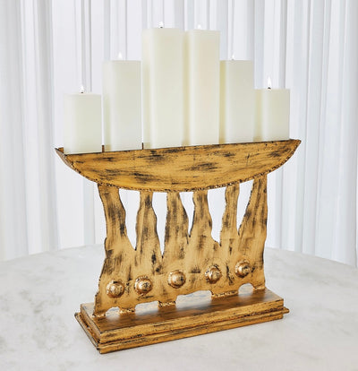 Brutalist Candelabra in Gold Leaf